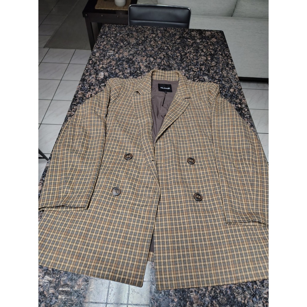Madewell Dorson Double Breasted Blazer Brown Plaid Jacket S